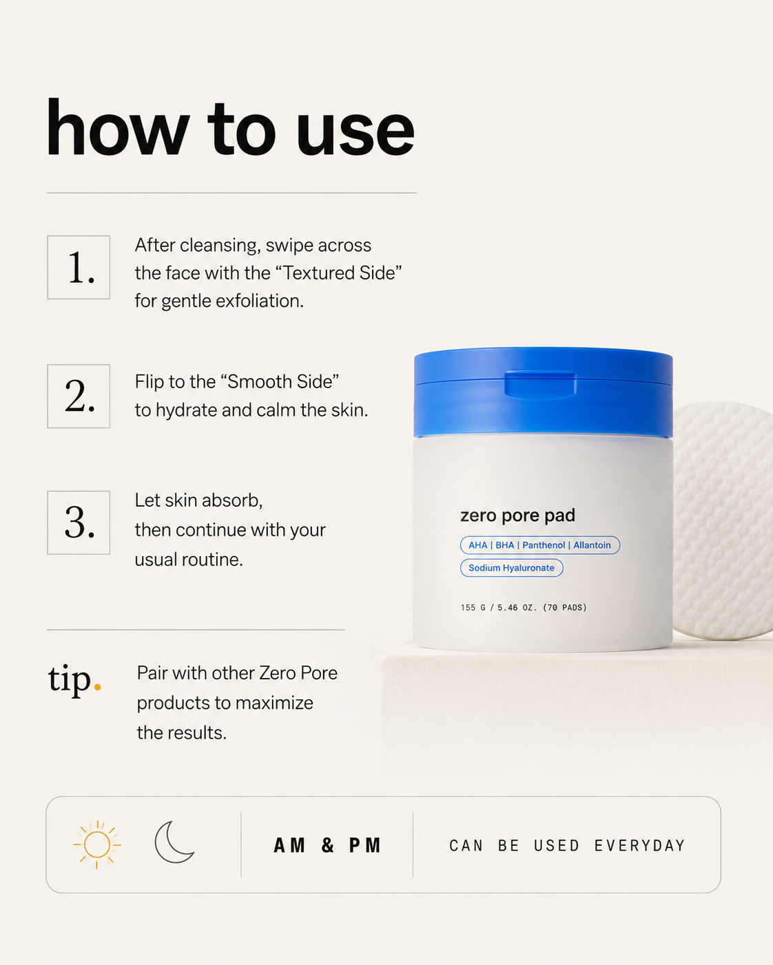Zero Pore Pads 2.0 — AHA + BHA Exfoliating Toner Pads (70 Pads)